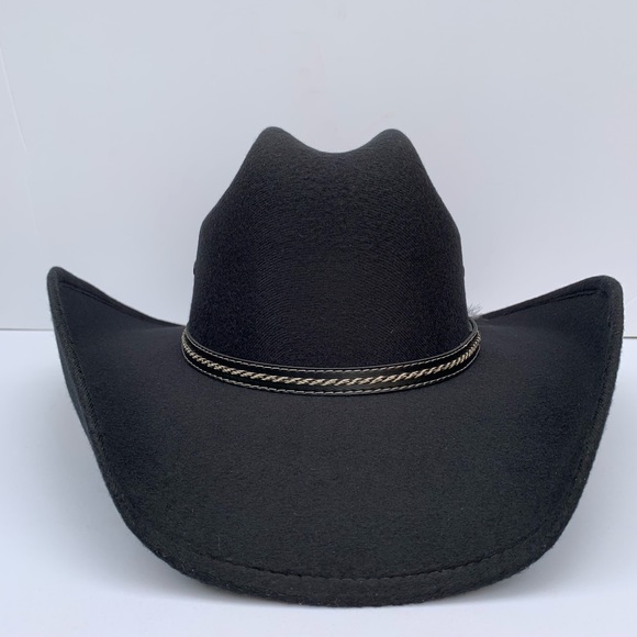 Men's Black Faux Felt Cowboy Hat Tejana Sombrero - Picture 5 of 5